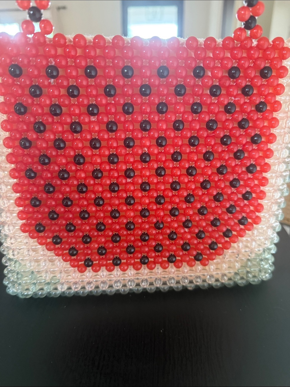 Cynthia Rowley Red White Green Beaded Watermelon Tote Shoulder Bag - Picture 5 of 8